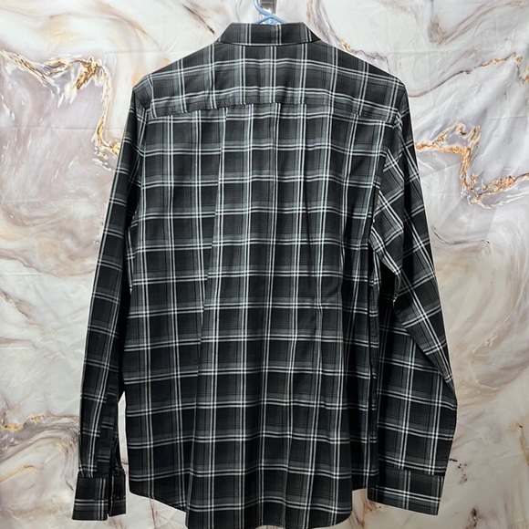 Mens Calvin Klein Black and White Plaid Long Sleeve Button Down Shirt SZ M - Picture 4 of 11